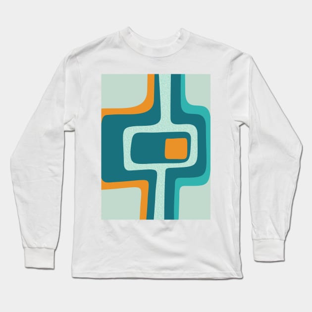 Mid Century Funky Abstract Aqua, Orange, Teal Long Sleeve T-Shirt by tramasdesign